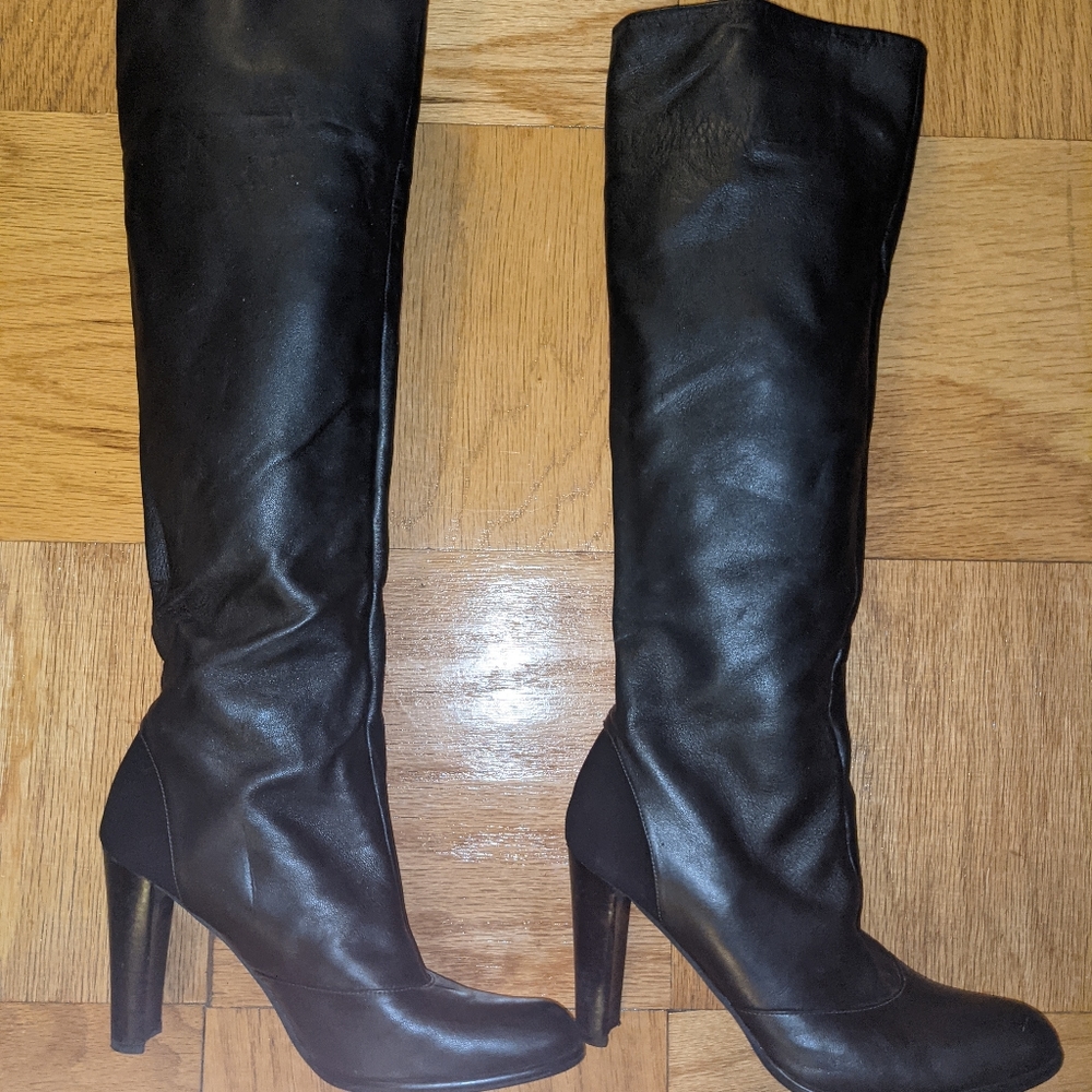 Sws knee-high black leather boots, size 7